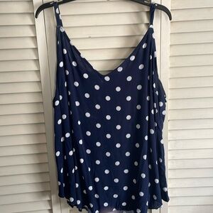Torrid navy blue with white polkadot tank top. Size 3